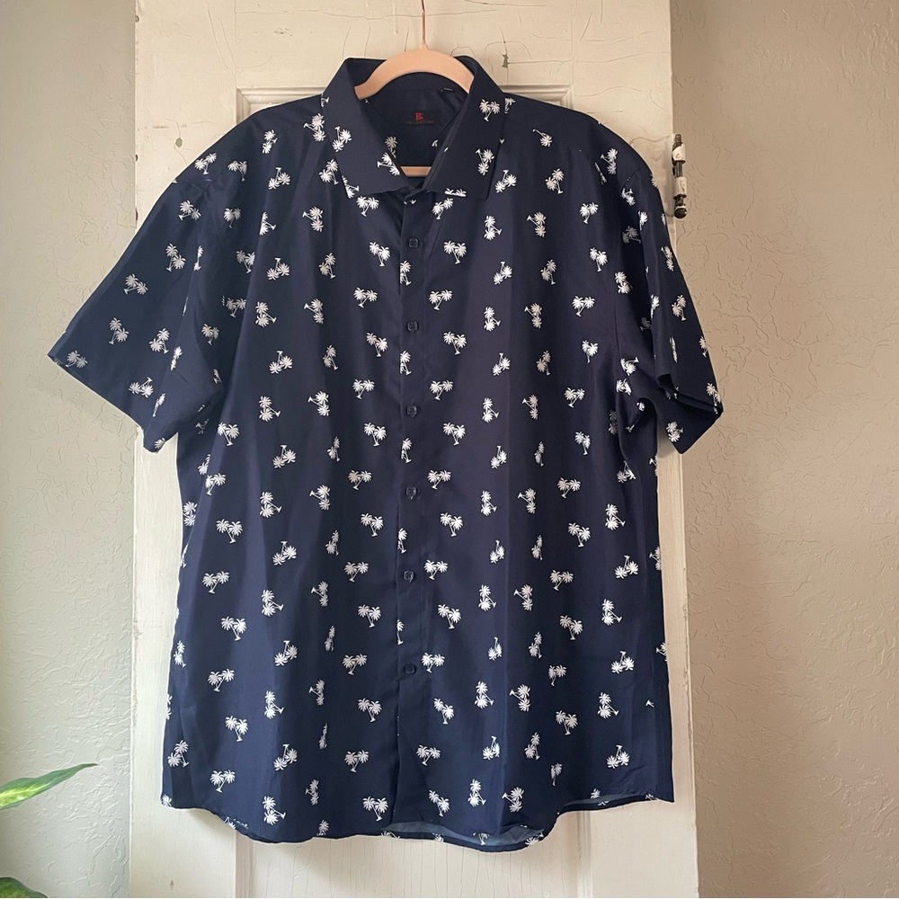BC COLLECTION Dark Blue Palm Tree Men's Shirt